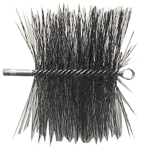 Schaefer Brush - 10" Square, Tempered Steel Wire Chimney Brush - 1/4" NPSM Male Connection - USA Tool & Supply