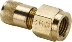 Parker - 500 Max psi, 1/4 Tube OD, Female Flare Connector Access Valve - Brass - USA Tool & Supply