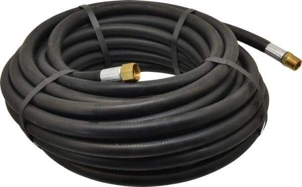 Alliance Hose & Rubber - 3/8" ID x 23/32" OD 50' Long Multipurpose Air Hose - MNPT x FNPT(Swivel) Ends, 300 Working psi, -40 to 190°F, 3/8" Fitting, Black - USA Tool & Supply