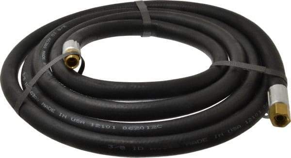 Alliance Hose & Rubber - 3/8" ID x 23/32" OD 10' Long Multipurpose Air Hose - MNPT x FNPT(Swivel) Ends, 300 Working psi, -40 to 190°F, 1/4" Fitting, Black - USA Tool & Supply