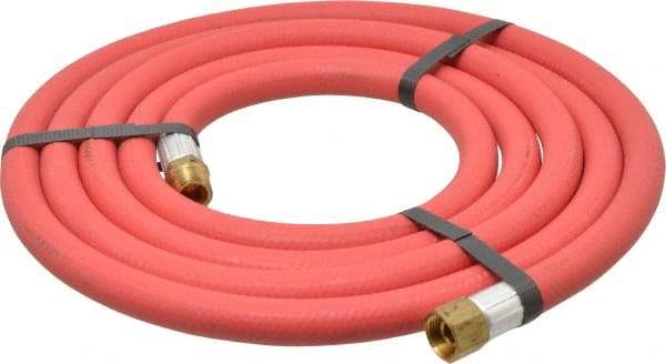Alliance Hose & Rubber - 3/8" ID x 23/32" OD 10' Long Multipurpose Air Hose - MNPT x FNPT(Swivel) Ends, 300 Working psi, -40 to 190°F, 3/8" Fitting, Red - USA Tool & Supply