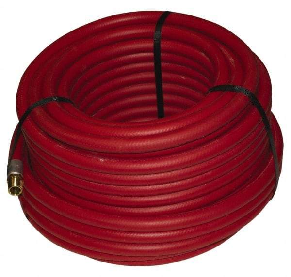Alliance Hose & Rubber - 1/2" ID x 27/32" OD 100' Long Multipurpose Air Hose - MNPT x FNPT(Swivel) Ends, 300 Working psi, -40 to 190°F, 1/2" Fitting, Red - USA Tool & Supply