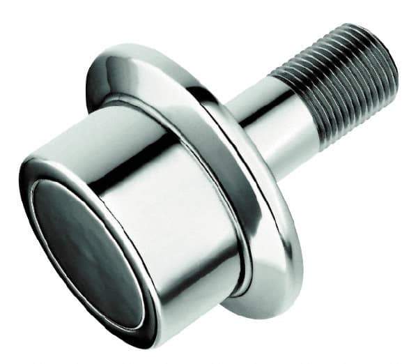 Accurate Bushing - 3" Roller Diam x 2" Width, 1-1/4" Stud Diam x 2-1/2" Length, Flanged Load Roller - Steel, 1-3/4" Thread Length, 1-1/4-12 Thread, 14,300 Lb Dynamic Cap, 16,000 Lb Static Cap - USA Tool & Supply