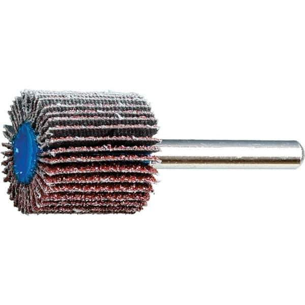 PFERD - 1" Diam x 1" Face Width, Aluminum Oxide Coated Mounted Flap Wheel - 1/4" Shank Mount, 40 Grit, 25,000 Max RPM - USA Tool & Supply