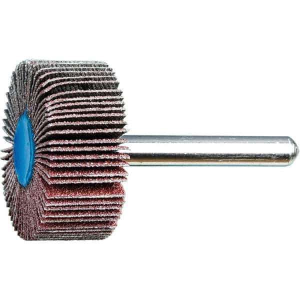 PFERD - 1-3/8" Diam x 5/8" Face Width, Aluminum Oxide Coated Mounted Flap Wheel - 1/4" Shank Mount, 80 Grit, 23,000 Max RPM - USA Tool & Supply