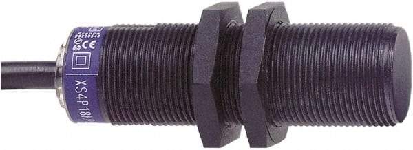 Telemecanique Sensors - NPN, PNP, NC, 8mm Detection, Cylinder, Inductive Proximity Sensor - 2 Wires, IP68, 24 to 240 VAC/VDC @ 50/60 Hz, M18x1 Thread, 62mm Long - USA Tool & Supply