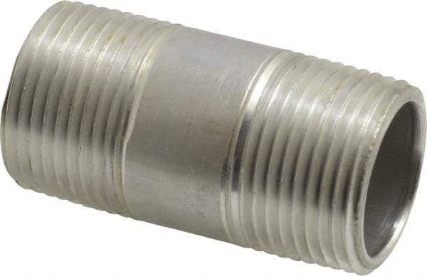 Merit Brass - 3/4" Pipe, 2" Long, Aluminum Pipe Nipple - Grade 6061, Threaded - USA Tool & Supply