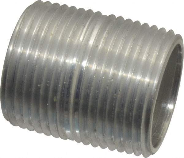 Merit Brass - 1" Pipe, 1-1/2" Long, Aluminum Pipe Nipple - Grade 6061, Threaded - USA Tool & Supply