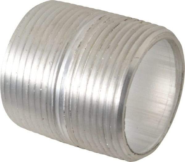 Merit Brass - 1-1/4" Pipe, 1-5/8" Long, Aluminum Pipe Nipple - Grade 6061, Threaded - USA Tool & Supply