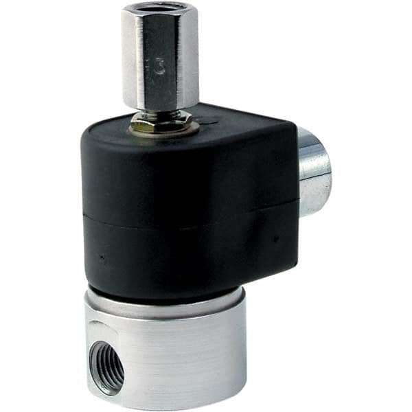 Parker - 120/60 - 110/50 VAC 1/4" NPT Port Stainless Steel Three-Way Direct Acting Solenoid Valve - USA Tool & Supply