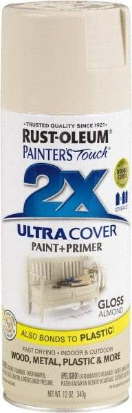 Rust-Oleum - Almond (Color), Gloss, Enamel Spray Paint - 8 to 12 Sq Ft per Can, 12 oz Container - USA Tool & Supply