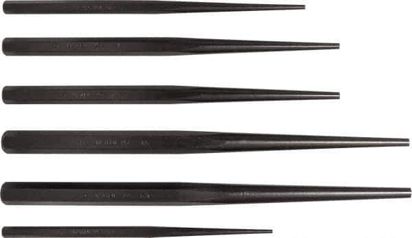 Mayhew - 6 Piece, 1/8 to 5/16", Drift Punch Set - Alloy Steel - USA Tool & Supply