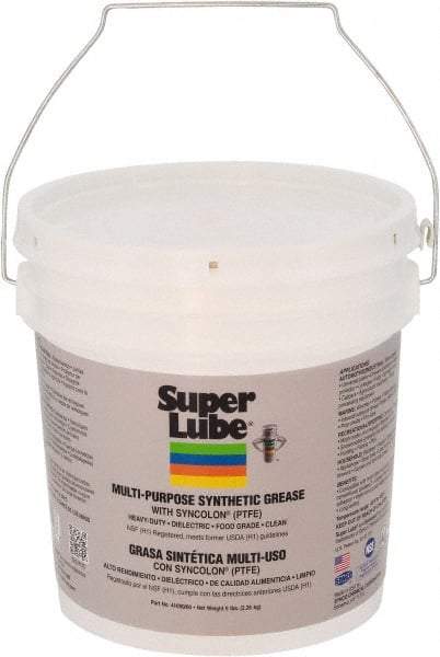 Synco Chemical - 5 Lb Pail Synthetic Lubricant w/PTFE General Purpose Grease - Translucent White, Food Grade, 450°F Max Temp, NLGIG 00, - USA Tool & Supply
