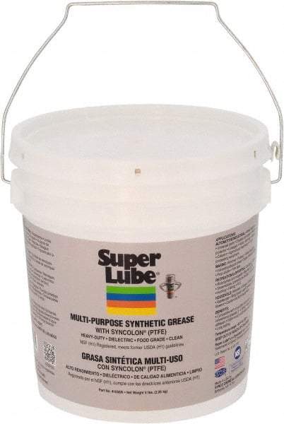 Synco Chemical - 5 Lb Pail Synthetic Lubricant w/PTFE General Purpose Grease - Translucent White, Food Grade, 450°F Max Temp, NLGIG 0, - USA Tool & Supply