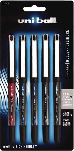 Uni-Ball - Roller Ball 0.5mm Stick Pen - Black, Red & Blue - USA Tool & Supply