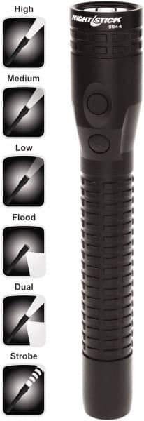 Bayco - LED Bulb, Industrial/Tactical Flashlight - Black Aluminum Body, Integrated Batteries - USA Tool & Supply