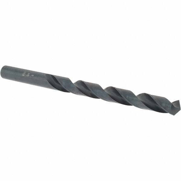 Cle-Line - Letter R 118° High Speed Steel Jobber Drill - Oxide Finish, Right Hand Cut, Spiral Flute, Straight Shank, 4-3/4" OAL, Standard Point - USA Tool & Supply