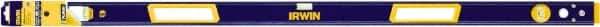 Irwin - Magnetic 48" Long 3 Vial Box Beam Level - Aluminum, Blue/Yellow, 1 Level & 2 Plumb Vials - USA Tool & Supply