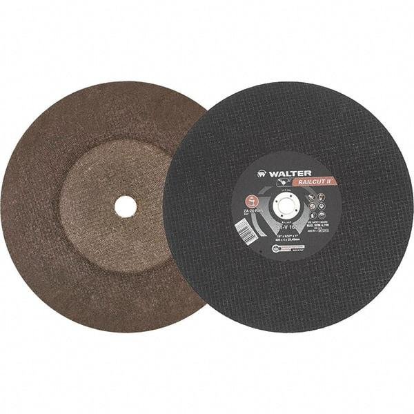 WALTER Surface Technologies - 16" 24 Grit Aluminum Oxide Cutoff Wheel - 5/32" Thick, 1" Arbor, 4,700 Max RPM, Use with Electric & Gas Powered Saws - USA Tool & Supply