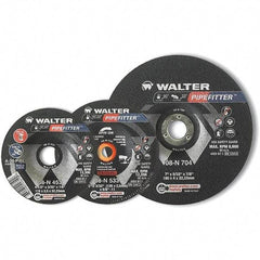 WALTER Surface Technologies - 20 Grit, 7" Wheel Diam, 5/32" Wheel Thickness, Type 27 Depressed Center Wheel - Aluminum Oxide/Silicon Carbide Blend, Resinoid Bond, 8,600 Max RPM - USA Tool & Supply