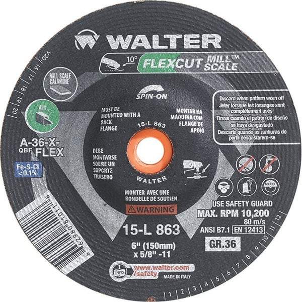 WALTER Surface Technologies - 6" Diam, 36 Grit Surface Grinding Wheel - USA Tool & Supply