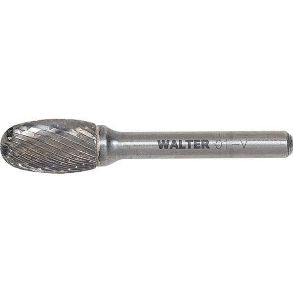WALTER Surface Technologies - 3/8" Cut Diam, 1/4" Shank Diam, Egg Head Double Cut Burr - Carbide, 5/8" LOC - USA Tool & Supply