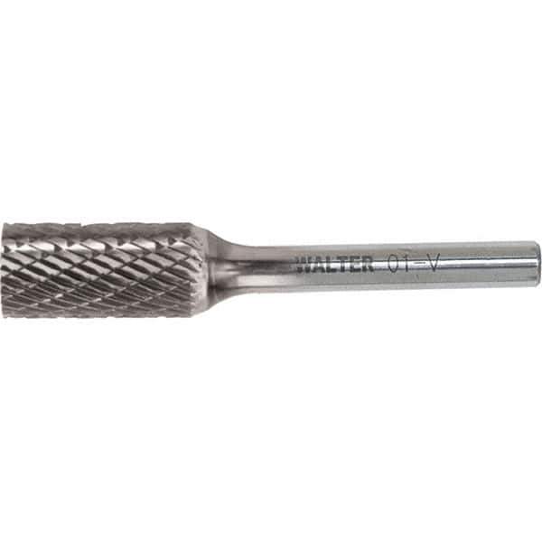 WALTER Surface Technologies - 1/4" Cut Diam, 1/4" Shank Diam, Cylinder Head Double Cut Burr - Carbide, 5/8" LOC - USA Tool & Supply