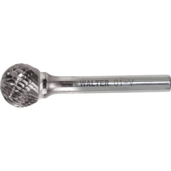 WALTER Surface Technologies - 1/8" Cut Diam, 1/8" Shank Diam, Ball Head Double Cut Burr - Carbide, 1/8" LOC - USA Tool & Supply