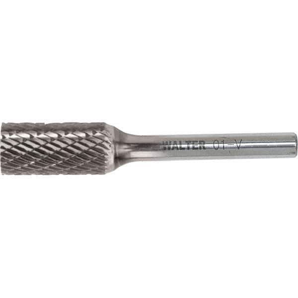 WALTER Surface Technologies - 5/16" Cut Diam, 1/4" Shank Diam, Cylinder Head Double Cut Burr - Carbide, 3/4" LOC - USA Tool & Supply