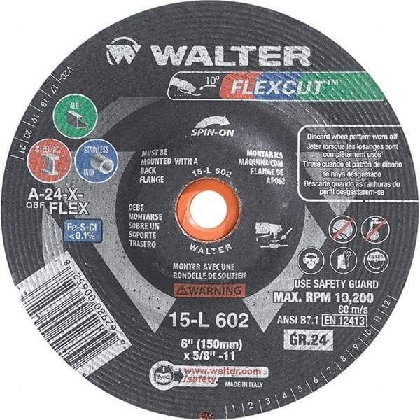 WALTER Surface Technologies - 6" Diam, 24 Grit Surface Grinding Wheel - Aluminum Oxide/Silicon Carbide Blend, Resinoid Bond - USA Tool & Supply