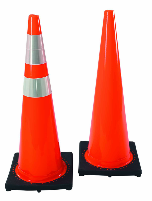 28" PVC Traffic Cone wit 6" & 4" rfl. Collars - USA Tool & Supply