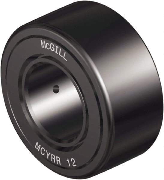 McGill - 15mm Bore, 35mm Roller Diam x 18mm Width, Steel Crowned Sealed Yoke Roller - 2,448 Lb Dynamic Load Capacity, 19mm Overall Width - USA Tool & Supply