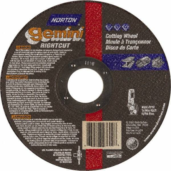 Norton - 7" Aluminum Oxide Cutoff Wheel - 0.045" Thick, 7/8" Arbor, Use with Die Grinders - USA Tool & Supply