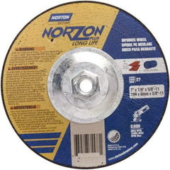 Norton - 24 Grit, 5" Wheel Diam, 1/4" Wheel Thickness, Type 27 Depressed Center Wheel - Ceramic - USA Tool & Supply