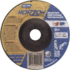 Norton - 24 Grit, 4" Wheel Diam, 1/8" Wheel Thickness, 5/8" Arbor Hole, Type 27 Depressed Center Wheel - Ceramic, 15,280 Max RPM - USA Tool & Supply