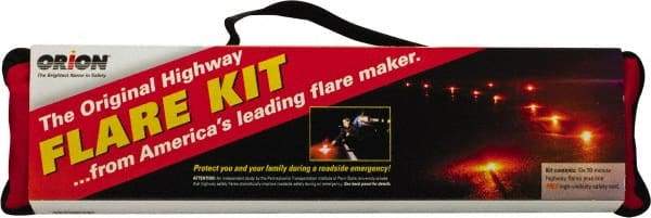 ORION Safety - 7 Piece, Emergency Roadside Safety Kit - Six 30 Minute Flares, Safety Vest - USA Tool & Supply