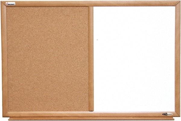 Ability One - 2" High x 26" Wide Combination Dry Erase and Natural Cork - Melamine, 40" Deep - USA Tool & Supply