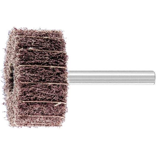 PFERD - 1-1/2" Diam x 3/4" Face Width, Aluminum Oxide Nonwoven Mounted Flap Wheel - 1/4" Shank Mount, 100 Grit, 15,000 Max RPM - USA Tool & Supply