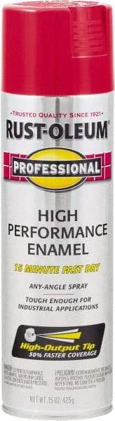 Rust-Oleum - Safety Red, Gloss, Rust Proof Enamel Spray Paint - 14 Sq Ft per Can, 15 oz Container, Use on Multipurpose - USA Tool & Supply