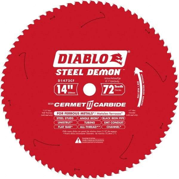 Freud - 14" Blade Diam, 90 Teeth, Carbide-Tipped Cold Saw Blade - 1" Arbor Hole Diam, 0.071" Blade Thickness - USA Tool & Supply