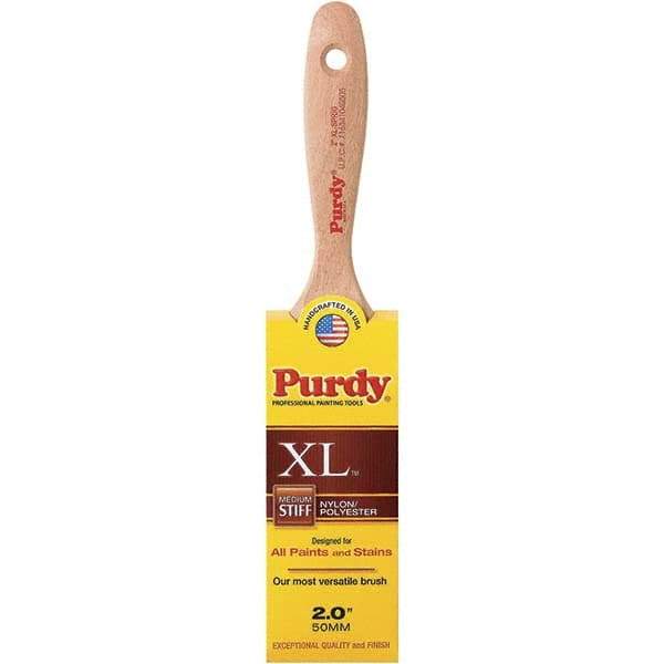 Purdy - 2" Flat Synthetic Trim Brush - 2-11/16" Bristle Length, 2-11/16" Wood Beavertail Handle - USA Tool & Supply