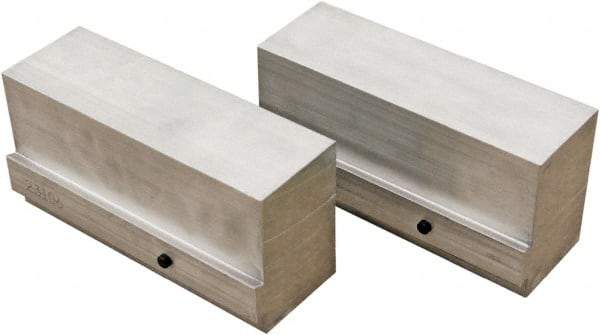 CarveSmart - 2" Wide x 3" High x 2" Thick, Flat/No Step Vise Jaw - Soft, Aluminum, Fixed Jaw, Compatible with 6" Vises - USA Tool & Supply