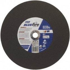 Norton - 14" 36 Grit Zirconia Alumina Cutoff Wheel - 7/64" Thick, 1" Arbor, 4,365 Max RPM, Use with Stationary Tools - USA Tool & Supply