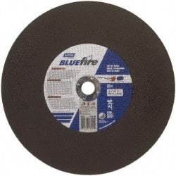 Norton - 14" 30 Grit Zirconia Alumina Cutoff Wheel - 1/8" Thick, 1" Arbor, 4,365 Max RPM, Use with Stationary Tools - USA Tool & Supply