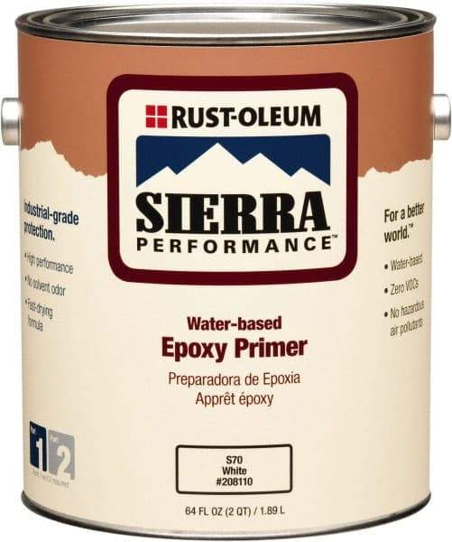 Rust-Oleum - 1 Gal White Water-Based Acrylic Enamel Primer - 200 to 300 Sq Ft Coverage, 0 gL Content, Quick Drying, Interior/Exterior - USA Tool & Supply