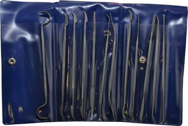 Grobet - 12 Piece Swiss Pattern File Set - 6" Long, 0 Coarseness, Die Sinker's Handle - USA Tool & Supply