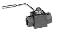 Parker - 1-1/2" Pipe, Carbon Steel Standard Ball Valve - Inline - Two Way Flow, FNPT x FNPT Ends, Lever Handle, 6,000 WOG - USA Tool & Supply
