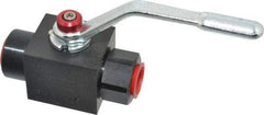 Parker - 1/2" Pipe, Carbon Steel Standard Ball Valve - Inline - Two Way Flow, FNPT x FNPT Ends, Lever Handle, 7,500 WOG - USA Tool & Supply