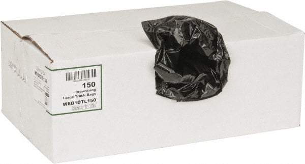 PRO-SOURCE - 1.2 mil Thick, Household/Office Trash Bags - Hexene Resins, Drawstring, 33-1/2" Wide x 38" High, Black - USA Tool & Supply