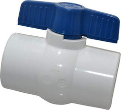 NIBCO - 2" Pipe, Standard Port, PVC Miniature Ball Valve - 1 Piece, Inline - One Way Flow, Solvent x Solvent Ends, Tee Handle, 150 WOG - USA Tool & Supply
